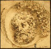 CARRACCI, Agostino Head of a Faun in a Concave (roundel) dsf Sweden oil painting reproduction
